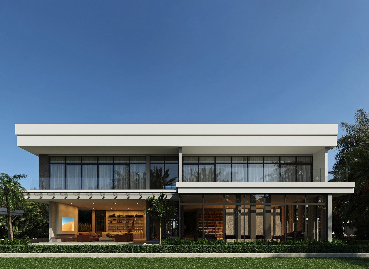 Front elevation of a modern South Florida residence