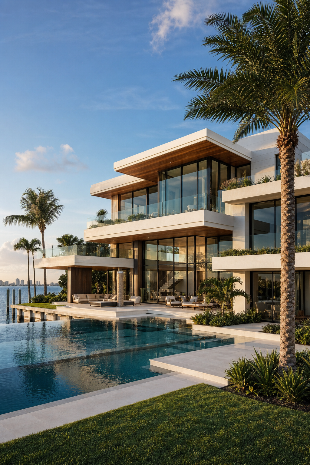 Modern new-construction waterfront mansion in South Florida